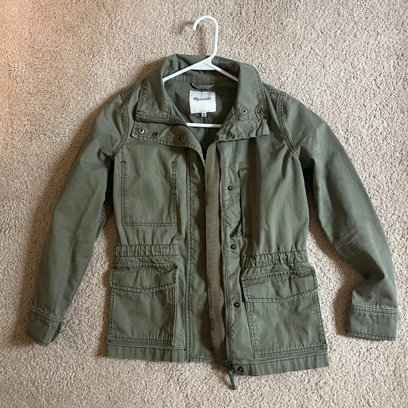 **Madewell "Passage Jacket" | XXS | Army Surplus Green | Cinch Waist | Pockets** - Picture 2 of 12